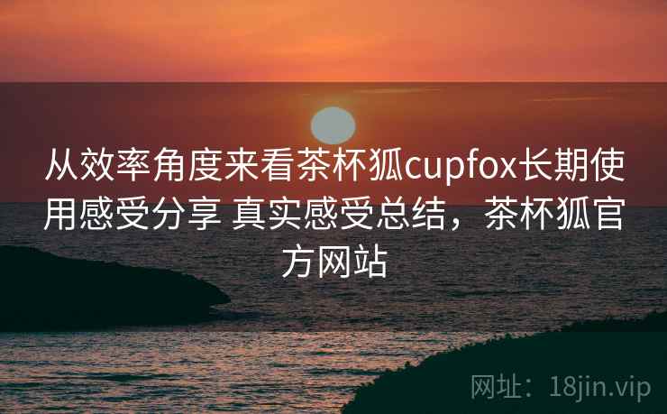从效率角度来看茶杯狐cupfox长期使用感受分享 真实感受总结，茶杯狐官方网站