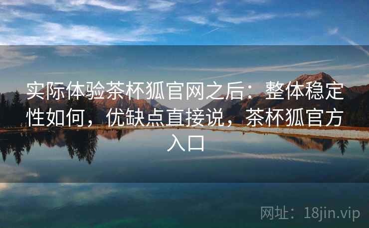 实际体验茶杯狐官网之后：整体稳定性如何，优缺点直接说，茶杯狐官方入口